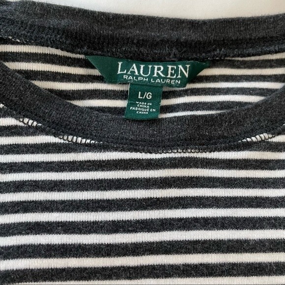 LAUREN RALPH LAUREN Top Stripe Faux Suede Elbow Patch Zipper Detail Size Large - Picture 5 of 9